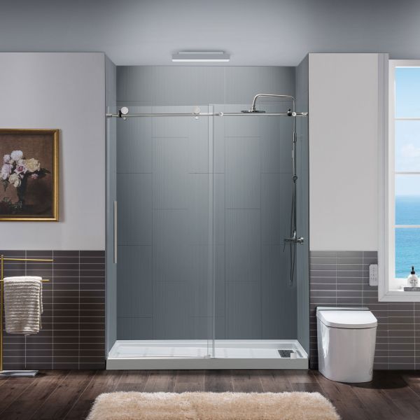  WOODBRIDGE Frameless Sliding Shower Doors with Soft Close System, 56-60