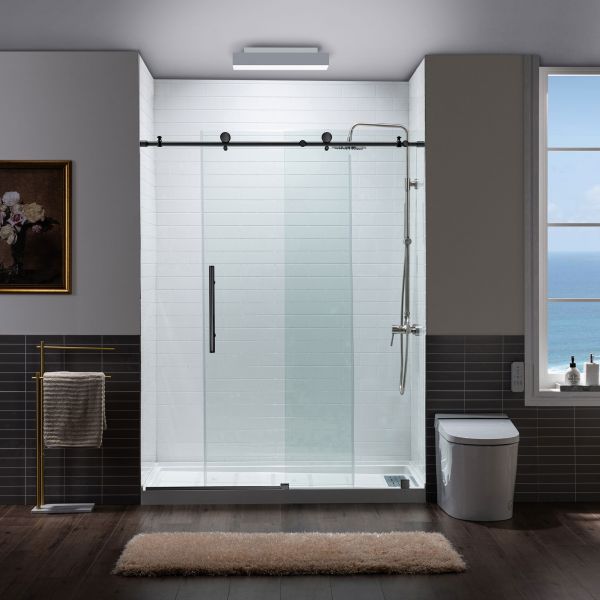 ᐅ【WOODBRIDGE Frameless Sliding Shower Doors with Soft Close System, 56