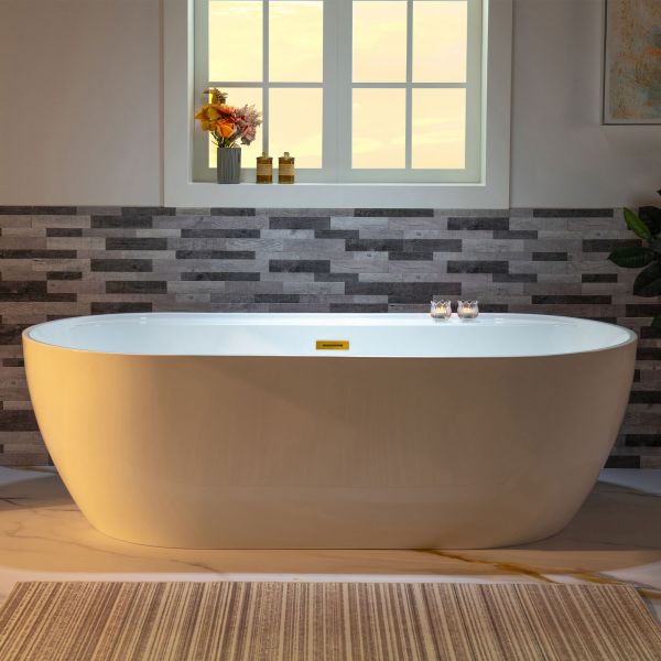 ᐅ【WOODBRIDGE 72" Acrylic Freestanding Bathtub Contemporary Soaking