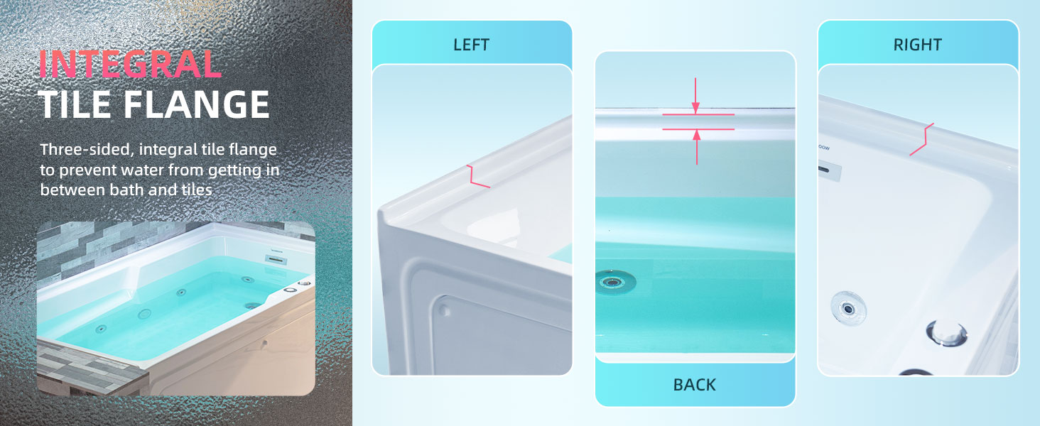 ᐅ【WOODBRIDGE 60" Alcove Acrylic Rectangular Whirlpool Heated Jetted Tub in White with Left Drain