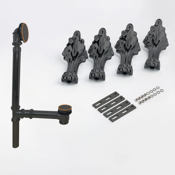 Oil Rubbed Bronze Toe Tap Drain Assembly with linear overflow & 4PCS Clawfoot