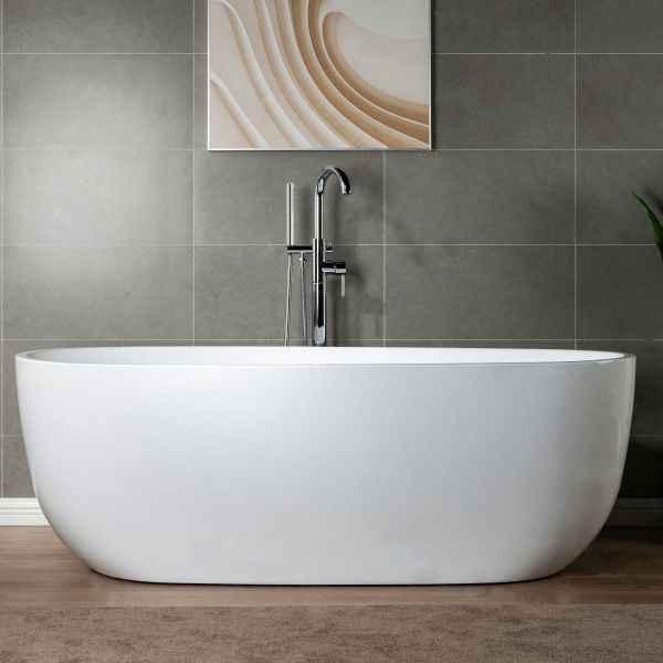  WOODBRIDGE F0002CHDR Contemporary Single Handle Floor Mount Freestanding Tub Filler Faucet with Hand shower in Chrome Finish._14223