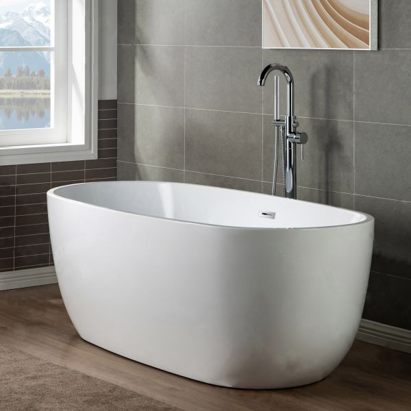  WOODBRIDGE F0002CHDR Contemporary Single Handle Floor Mount Freestanding Tub Filler Faucet with Hand shower in Chrome Finish._14225