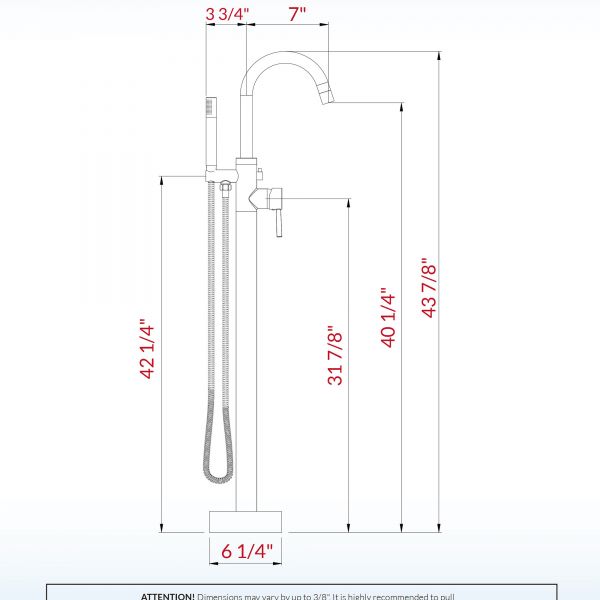 WOODBRIDGE F0002CHDR Contemporary Single Handle Floor Mount Freestanding Tub Filler Faucet with Hand shower in Chrome Finish._14226