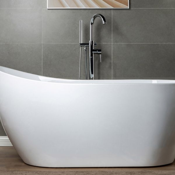  WOODBRIDGE F0002CHDR Contemporary Single Handle Floor Mount Freestanding Tub Filler Faucet with Hand shower in Chrome Finish._14230